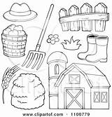 Clipart Barn Hay Farmer Boots Hat Fence Wheat Pitchfork Apples Outlined Rubber Illustration Visekart Royalty Vector Print Poster 2021 Bale sketch template