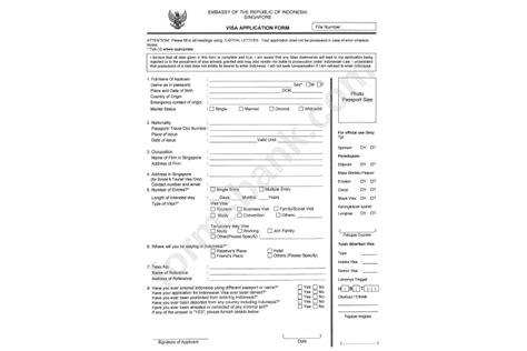 Indonesia Visa Application Form Fill Online Printable