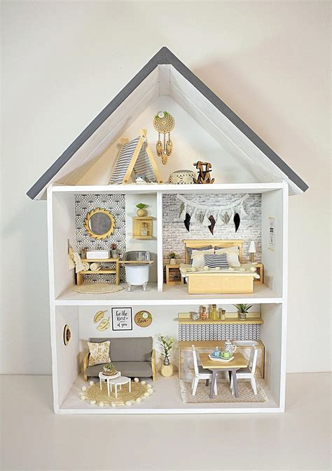 Dollhouse Wooden Handmade Modern Miniature 1 12 Scale Etsy Doll