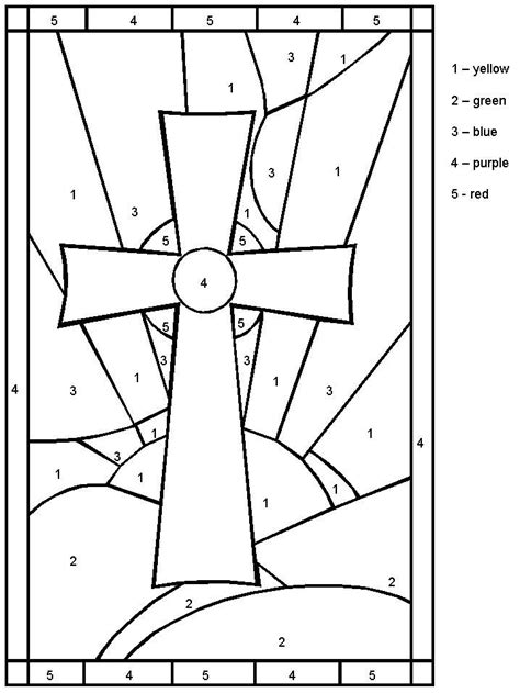 color  number cross sunday school coloring pages christian