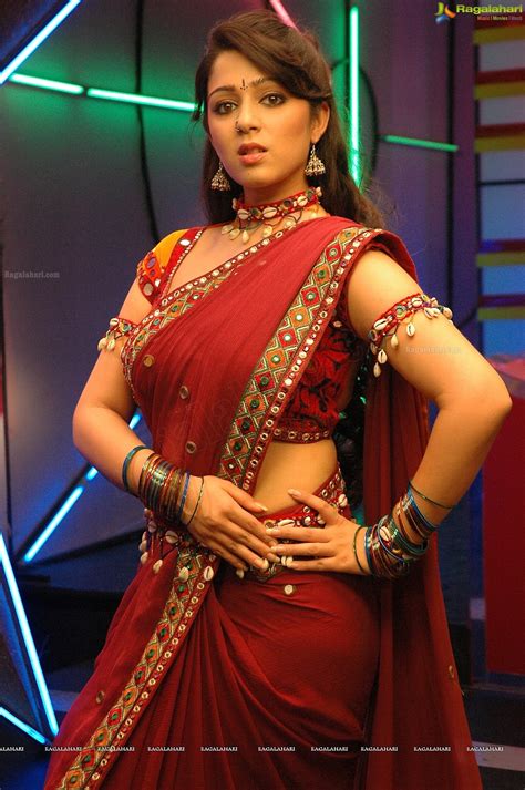 Indian Actress Charmi Hot Photos In Red Saree ~ Hot Actress Video And