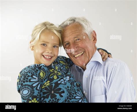 Grandpa Granddaughter Embrace Portrait Model Released People Man
