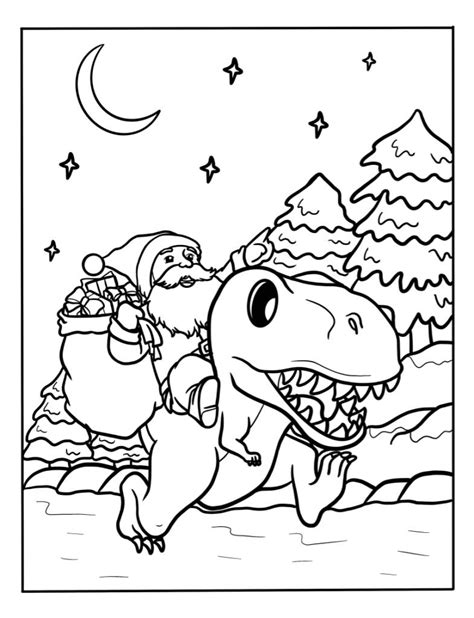 christmas dinosaur coloring page printable