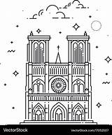 Dame Notre Paris Outline Vector Made Royalty sketch template