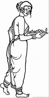 Saree Coloring Pages Indian Girl Ru sketch template