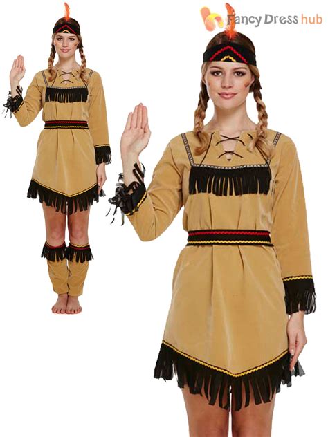 Ladies Deluxe Red Indian Costume Adult Pocahontas Native American