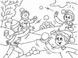 Neige Bataille Jouent Snowball Nieve Jugando Winter Hiver Verbos Bolas Niños Schnee Coloringhome Raskrasil sketch template