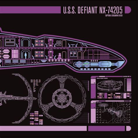 defiant class uss defiant starship schematic  knerdkraft