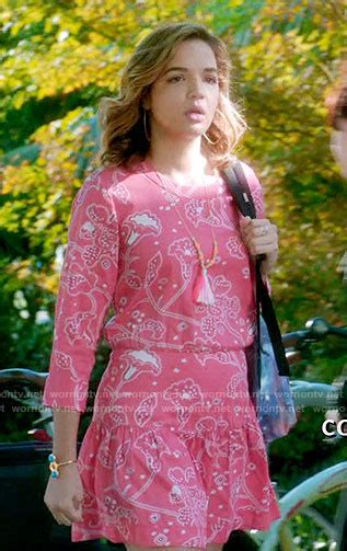 Wornontv Cassie’s Coral Pink Paisley Print Dress On Famous In Love