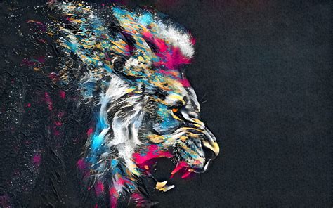 3840x2400 Abstract Artistic Colorful Lion 4k Hd 4k Wallpapers Images