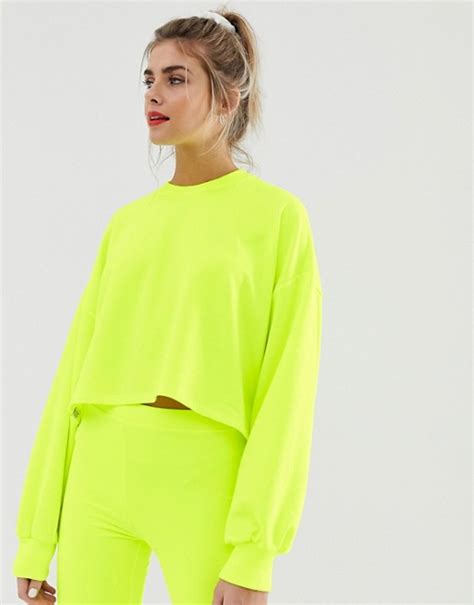 bershka  pantone lightweight sweat top  neon yellow asos