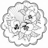 Coloring Pansies Pages Flower Stress Anti Color Printable Digital Diy sketch template