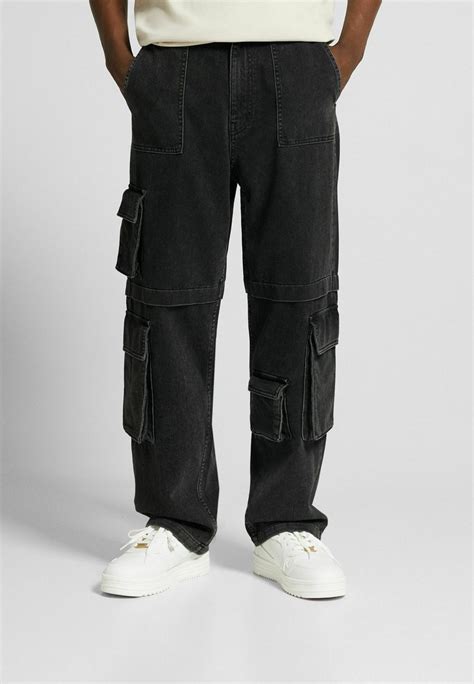 bershka baggy multi pocket jeans relaxed fit blackschwarz zalandoat