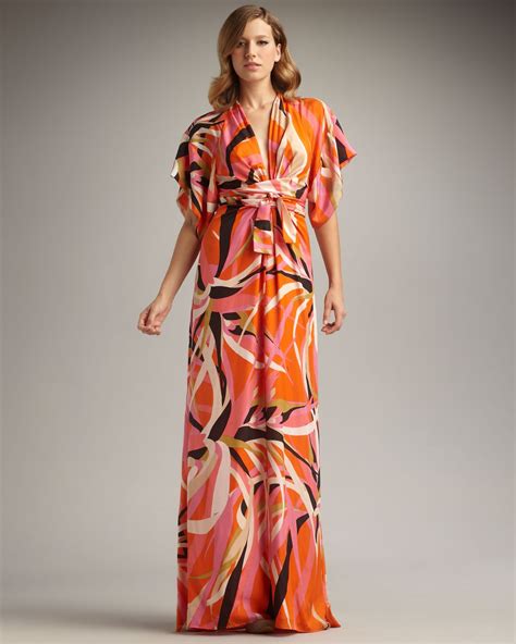 lyst issa short sleeve kimono maxi dress  orange