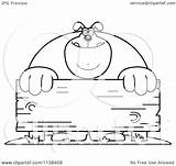 Dog Coloring Outlined Buff Behind Wooden Sign Clipart Cartoon Vector Regarding Notes sketch template