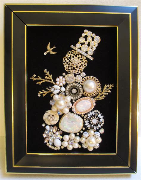 vintage framed jewelry art art collectibles mixed media collage jan