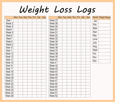 printable weight loss log     printablee