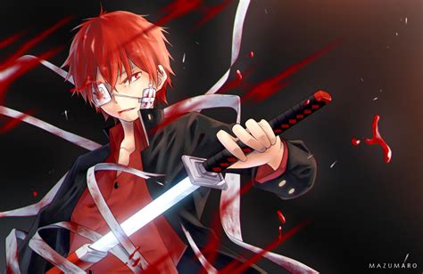 red haired anime boy  sword  list includes  male  female red hair anime