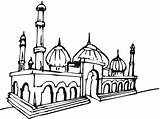Masjid Mewarnai Mosque Nabawi Bagus Islami Hitam Kartun Marimewarnai Sketsa Pemandangan Islamic Taj Menggambar Batam Yayasan Mousque sketch template