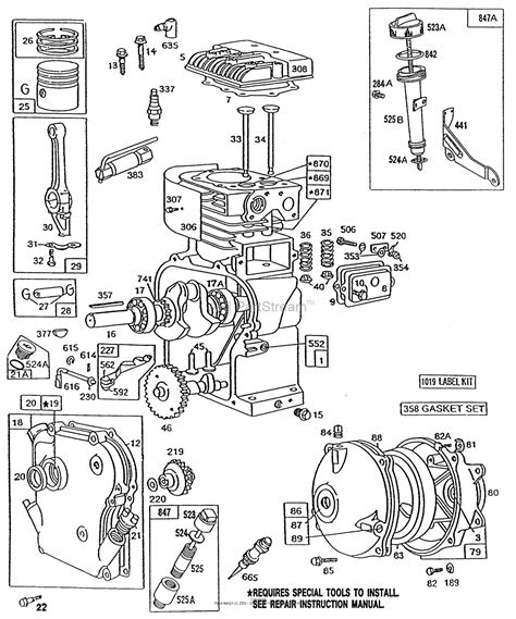 briggs  stratton    parts diagram  cylindergearcasepiston grp
