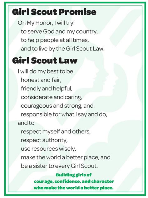 girl scout promise  law printable judy pinterest girl