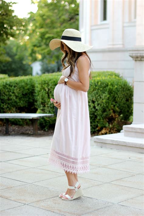 maternity fashion pink crochet maxi dress lauren mcbride