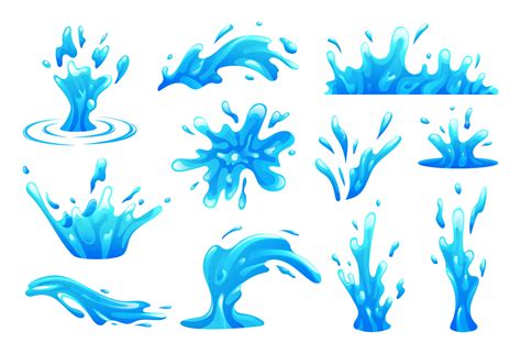 water splash collection  cartoon style  vector art  vecteezy