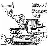 Coloring Digger Tractor Digging Fathers sketch template