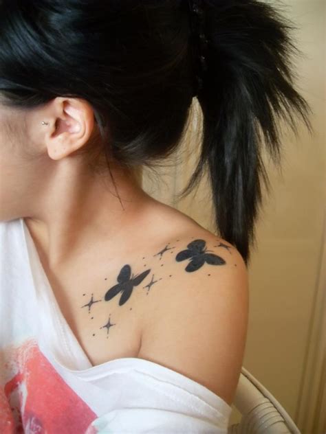 Black Butterfly Tattoo Over Shoulder Cool Tattoos Online