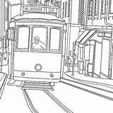 Portugal Lisbon Coloring Tram Famous Katie Matthews Globetrotters Daydreamers Inspirational Lines Between Adult Travel Book Illustration sketch template