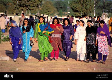 pakistan penjab district islamabad women wearing saaris stock photo