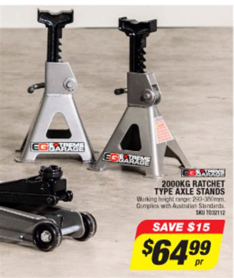 kg ratchet type axle stands offer  autobarn