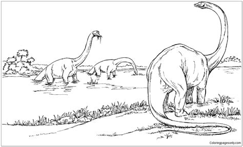 brachiosauruses   lake coloring page  printable coloring pages