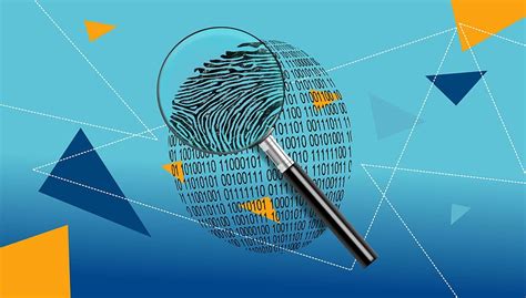 magnifying glass digital id fingerprint security analyzing black