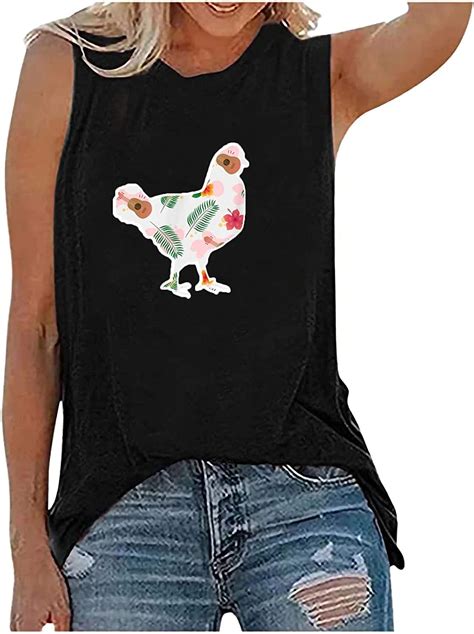 womens summer trendy tank tops chick printing blouses sexy o neck vest