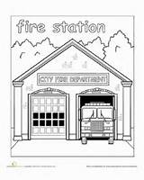 Station Fire Coloring Town Places Pages Community Paint Sketch Worksheets Color Worksheet Safety Sheets Shop Education Barber Neighborhood Fireman Sam sketch template