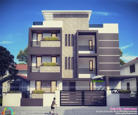 contemporary  storied residential building kerala home design