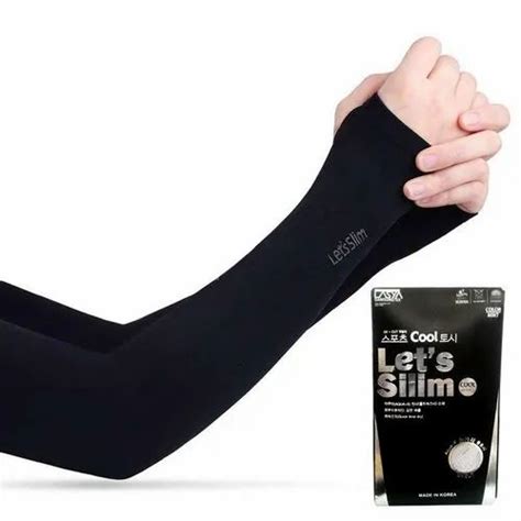 Black Cotton Arm Sleeve Lets Slim With Thumb Hole Size Universal At