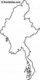 Outline Map Burma Worldatlas Country Reproduced Atlas sketch template