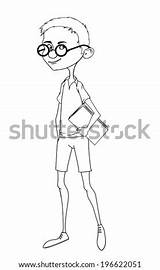 Boy Coloring Nerdy Teen Shutterstock sketch template