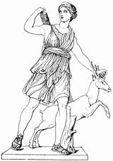 Artemis Coloring Pages Statue Printable Diana Greek sketch template