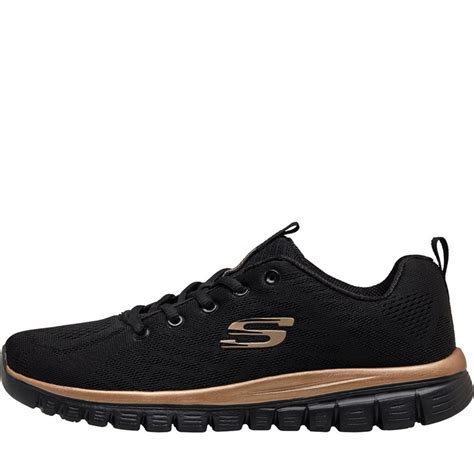 buy skechers womens graceful  connected trainers blackrose gold