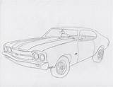Chevelle Drawing Ss 1970 Drawings Car Line Muscle Chevy Coloring Sketches sketch template