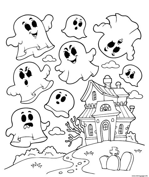 halloween ghosts coloring pages  printable templates