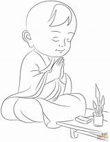 Buddha Colouring Clipart Coloring Monk Buddhist Little Printable Webstockreview sketch template