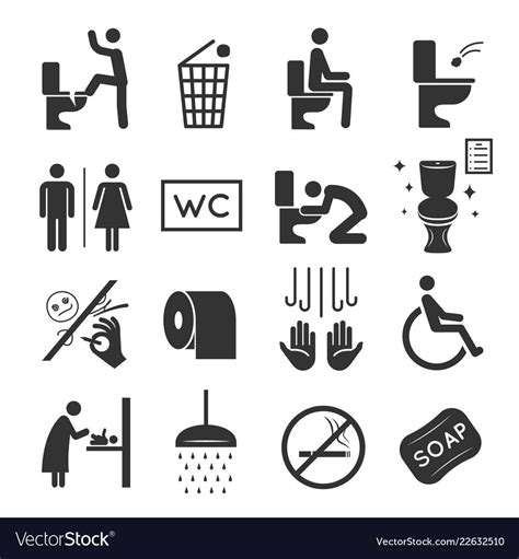 restroom icon set washroom  bathroom symbols vector image