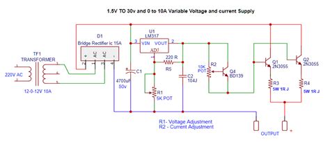 regulated variable power supply circuit