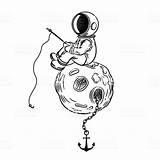 Astronauta Desenho Astronalta Desenhar Tatuagem Zeichnungen Lua Astronaut Tattoo Produção Istockphoto Planetas sketch template