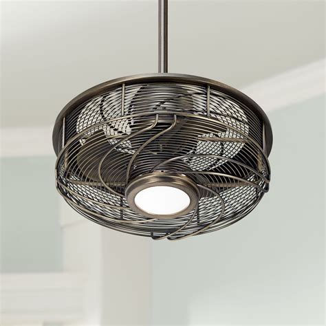 casa vieja modern outdoor ceiling fan  light led cage antique bronze frosted white glass