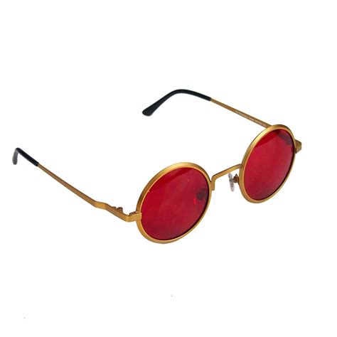 round gold sunglasses red lens hi tek webstore